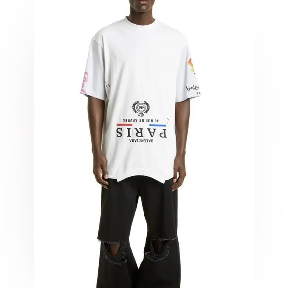 BALENCIAGA oversized t-shirt upside down size 1 XS/S/M womens mens cotton - Picture 6 of 6